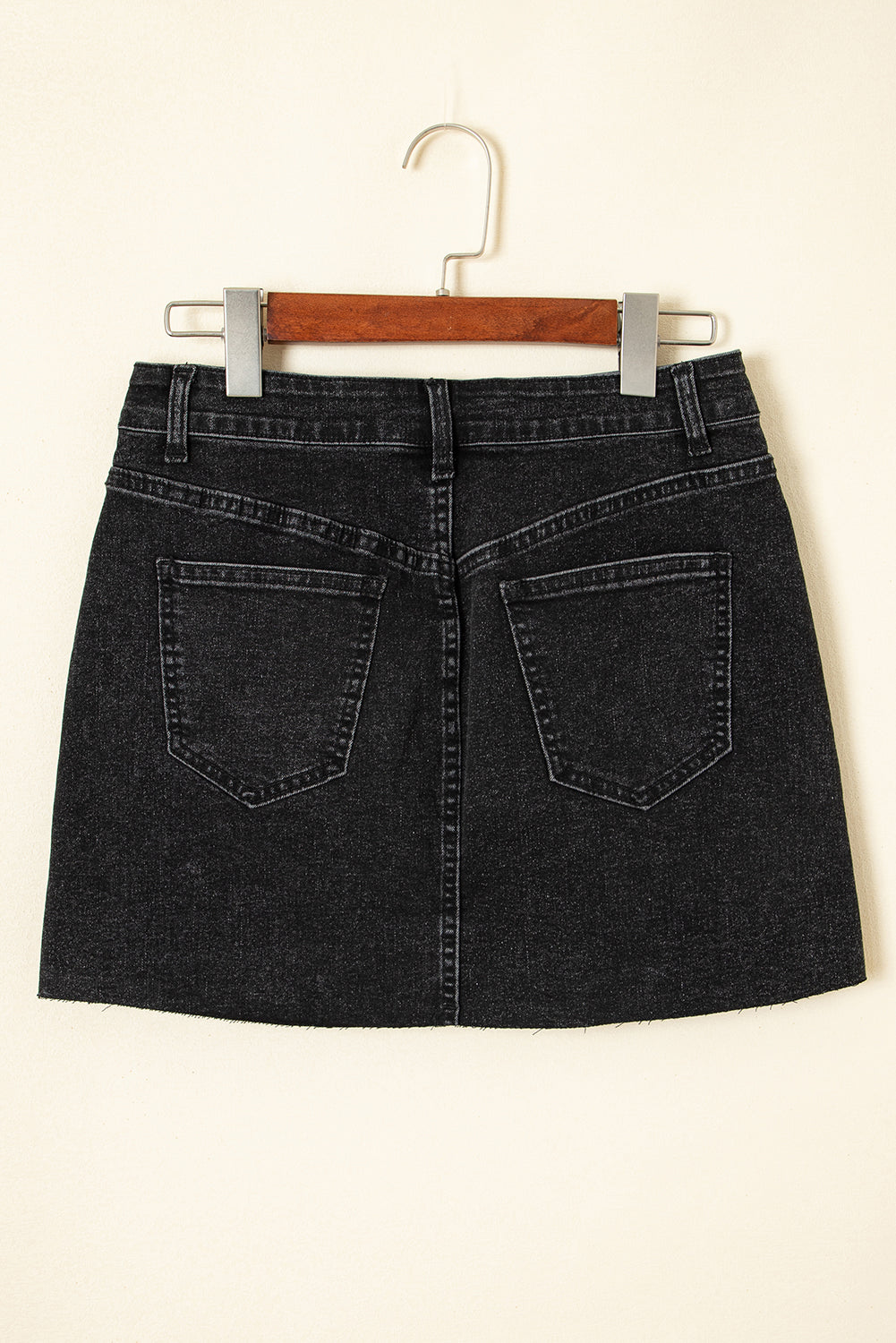 Carbon Grey Mineral Wash Ripped Raw Hem Denim Mini Skirt Skirts & Petticoat JT's Designer Fashion