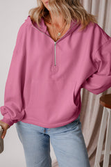 Valerian Fleece Lined Half Zipper Kangaroo Pockets Loose Hoodie Sweatshirts & Hoodies JT's Designer Fashion