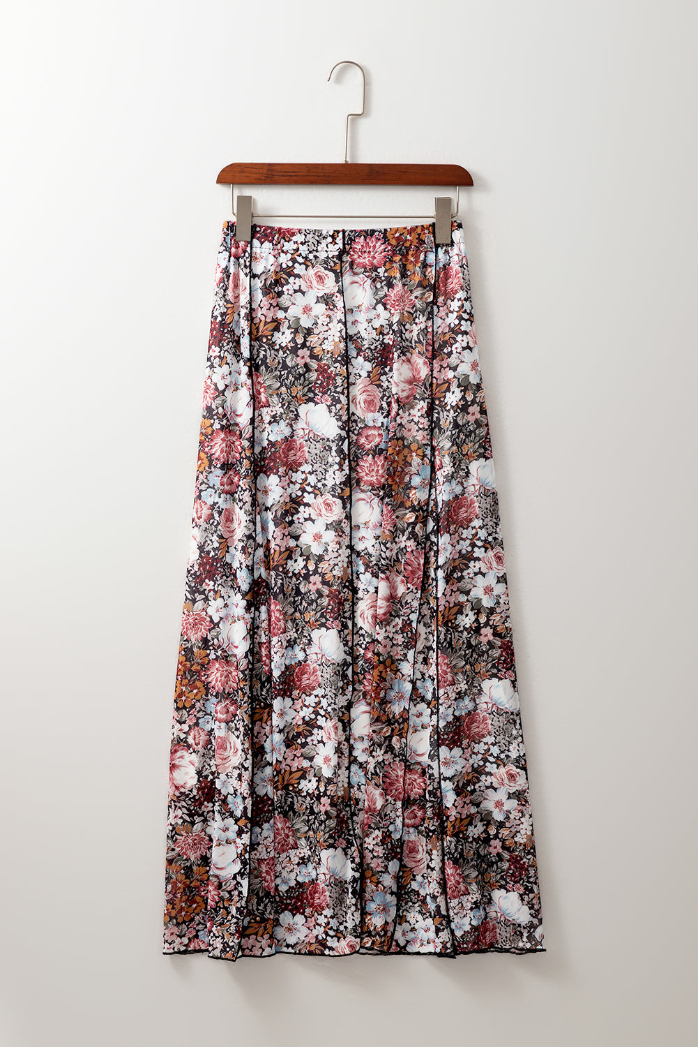 Brown Floral Print High Waist Maxi Skirt Skirts & Petticoat JT's Designer Fashion