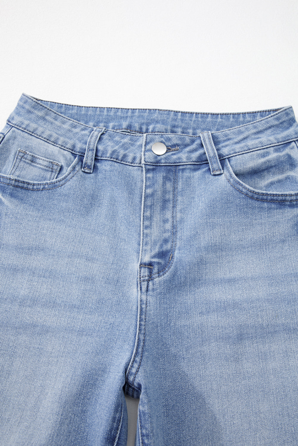 Beau Blue Mineral Wash Raw Hem High Waist Flared Jeans Jeans JT's Designer Fashion