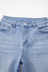 Beau Blue Mineral Wash Raw Hem High Waist Flared Jeans Jeans JT's Designer Fashion