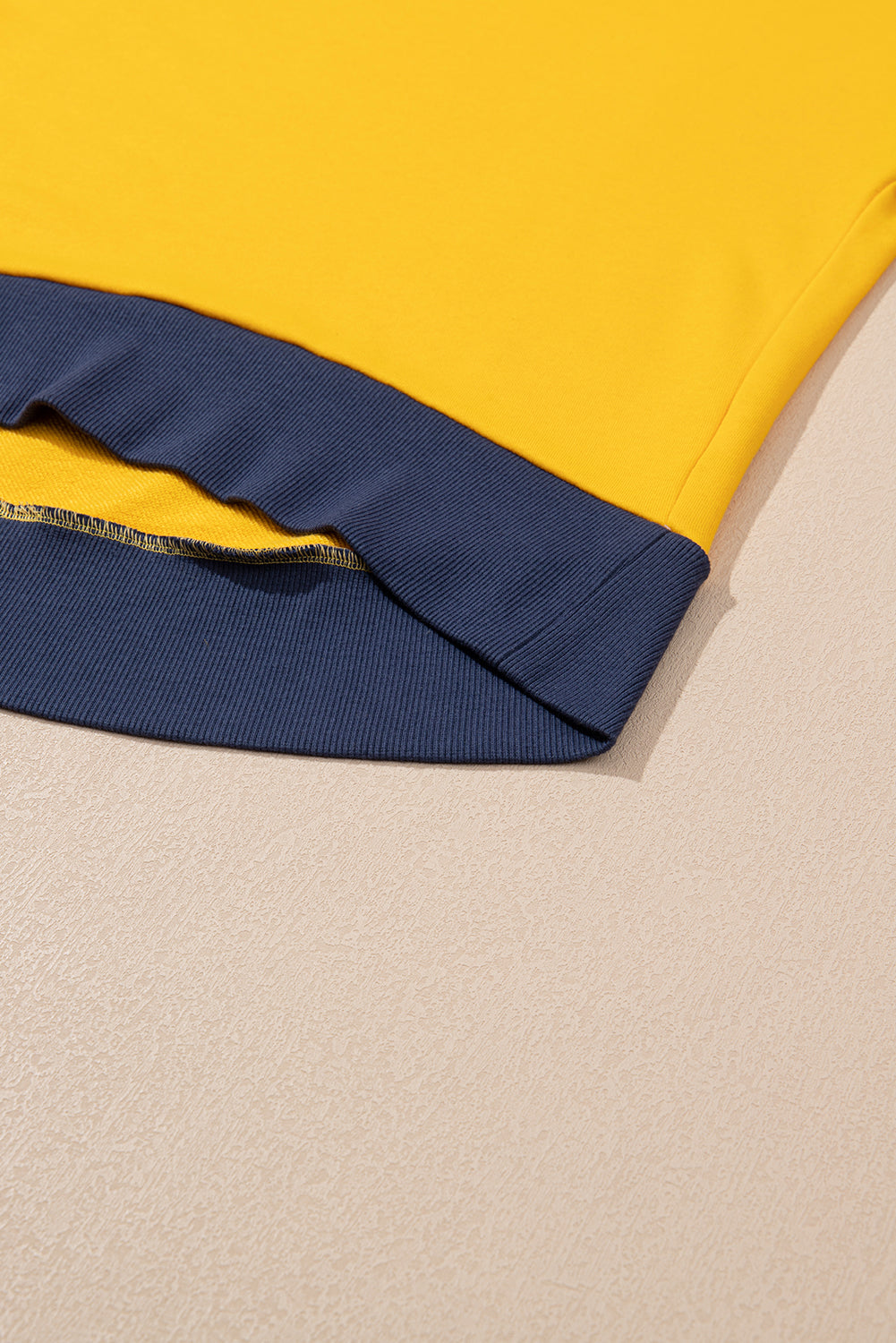 Yellow Color Block Thumbhole Sleeve Drop Shoulder Sweatshirt Sweatshirts & Hoodies JT's Designer Fashion