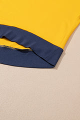 Yellow Color Block Thumbhole Sleeve Drop Shoulder Sweatshirt Sweatshirts & Hoodies JT's Designer Fashion