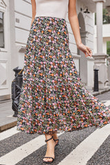 Brown Leopard Floral Reversible Ruffle Hem Maxi Skirt Skirts & Petticoat JT's Designer Fashion
