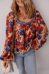 Multicolour Floral Print Square Neck Backless Loose Fit Blouse Multicolour 60%Cotton+40%Viscose Blouses & Shirts JT's Designer Fashion