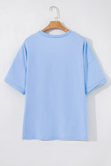 Myosotis TEXAS Bow Graphic Half Sleeve Drop Shoulder Loose Tee Graphic Tees JT's Designer Fashion