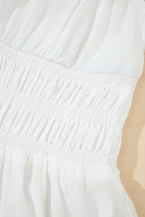 White Spaghetti Straps High Waist Elegant Long Dress Maxi Dresses JT's Designer Fashion