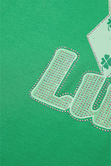 Bright Green Rhinestone Lucky Poker Cards Oversized T Shirt Mini Dress T Shirt Dresses JT's Designer Fashion