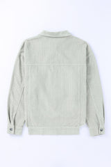 Sky Blue Raw Hem Flap Pockets Cropped Corduroy Jacket Jackets JT's Designer Fashion