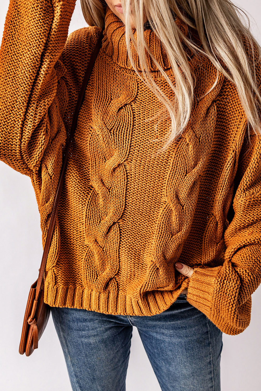 Cuddle Weather Cable Knit Handmade Turtleneck Sweater Sweaters & Cardigans JT's Designer Fashion