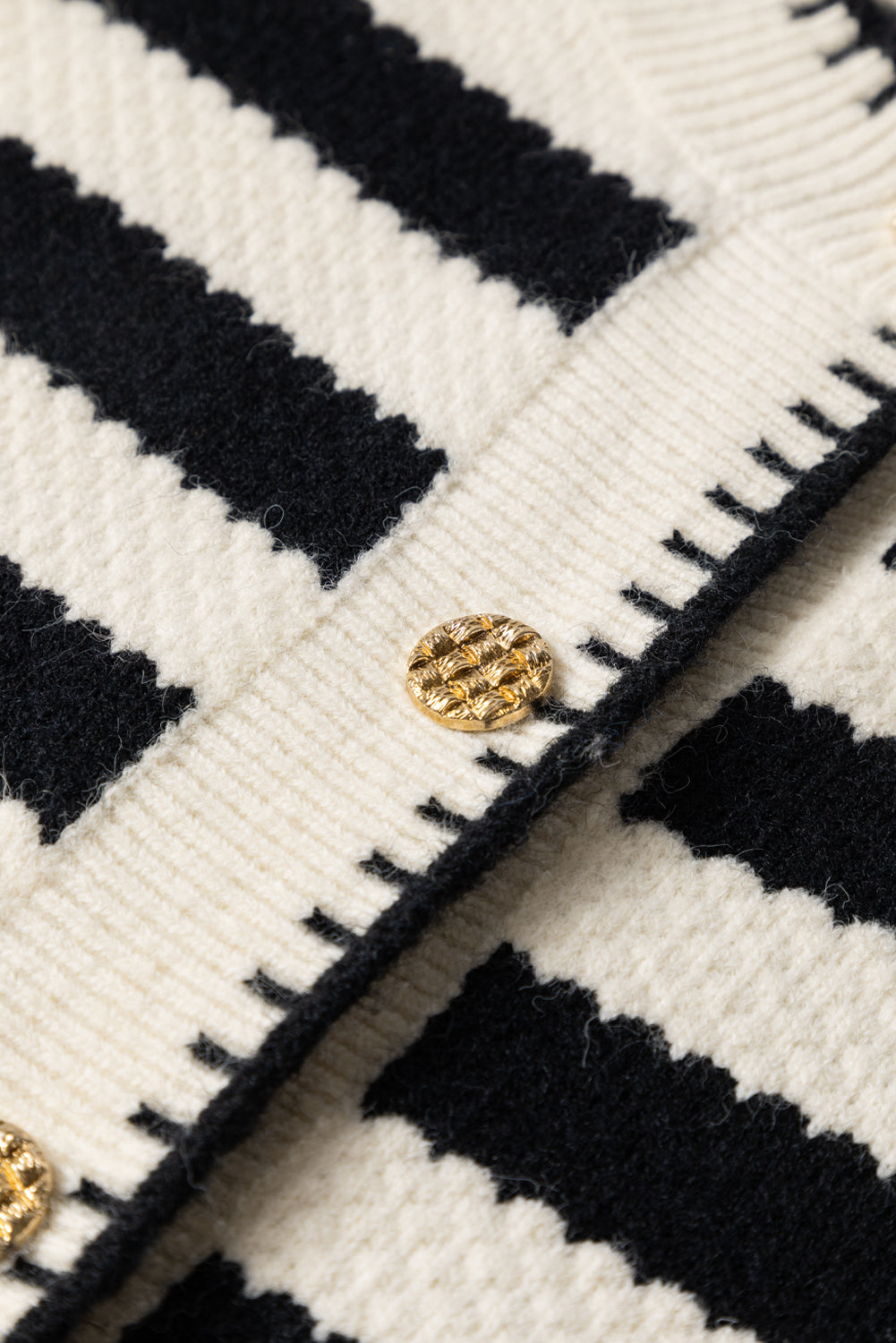 Black Stripe Chic Golden Button Cardigan Sweater Cardigans JT's Designer Fashion