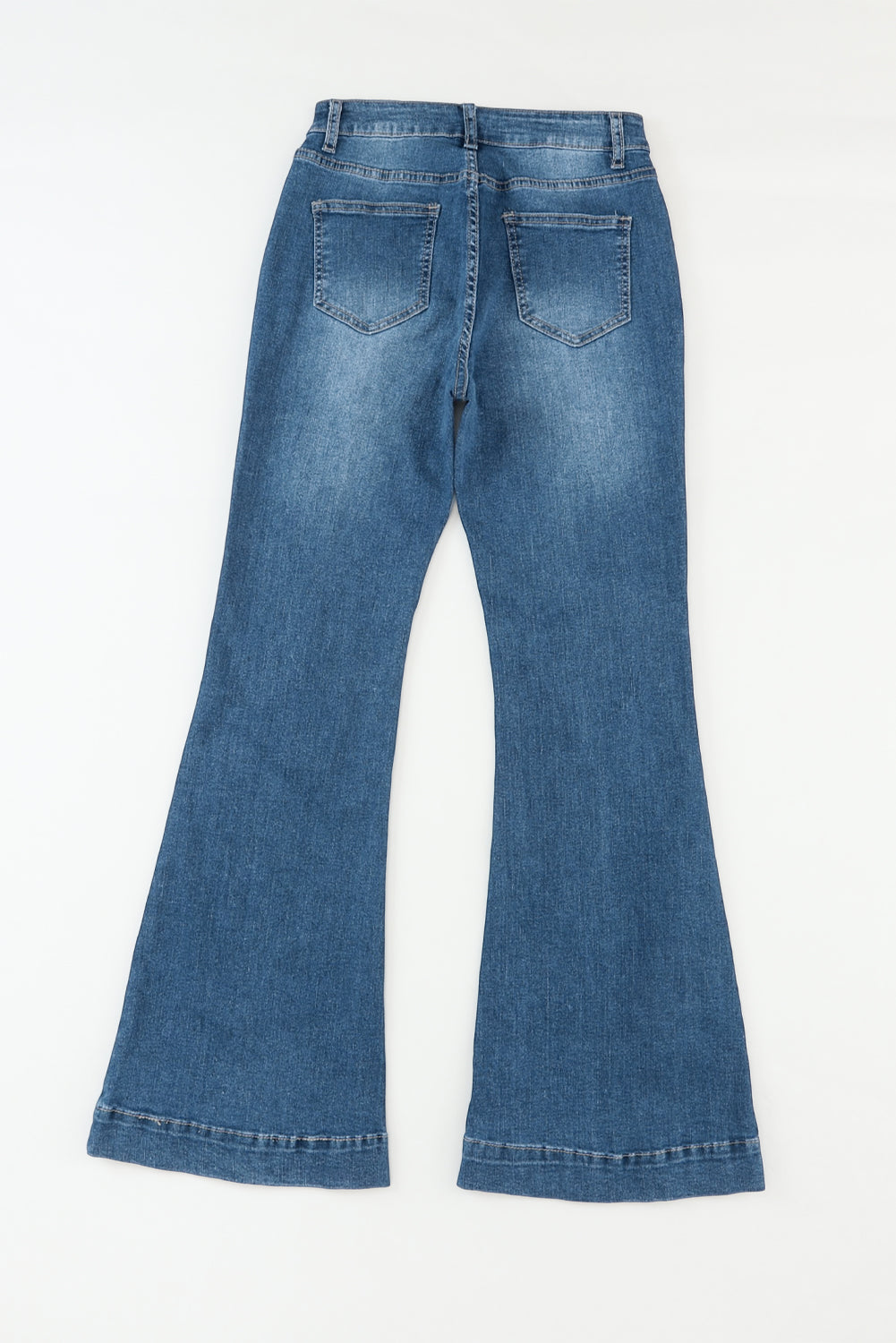 Blue High Waist Seam Stitching Pocket Flare Jeans Jeans JT's Designer Fashion