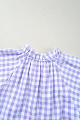 Lavendula Plaid Ruffle Wide Short Sleeve Babydoll Mini Dress Mini Dresses JT's Designer Fashion