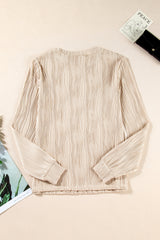 Apricot Textured Wavy Round Neck Long Sleeve Top Long Sleeve Tops JT's Designer Fashion