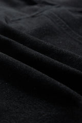 Black Raw Edge Ruffled Short Sleeve Denim Jacket Denim Jackets JT's Designer Fashion