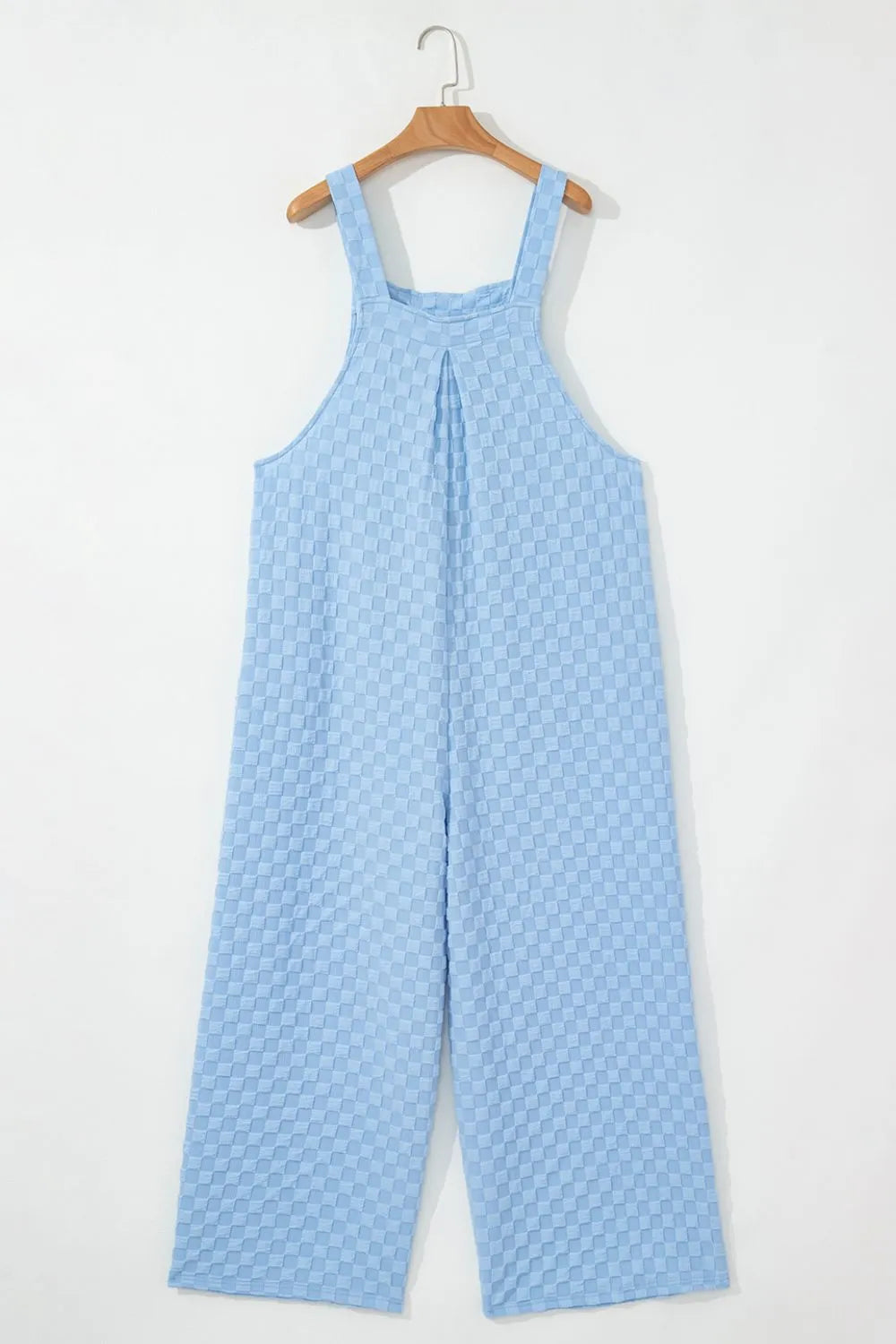 Checkered Pocketed Wide Leg Overalls Jumpsuits & Rompers JT's Designer Fashion