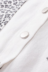 White Contrast Leopard Denim Jacket Denim Jackets JT's Designer Fashion
