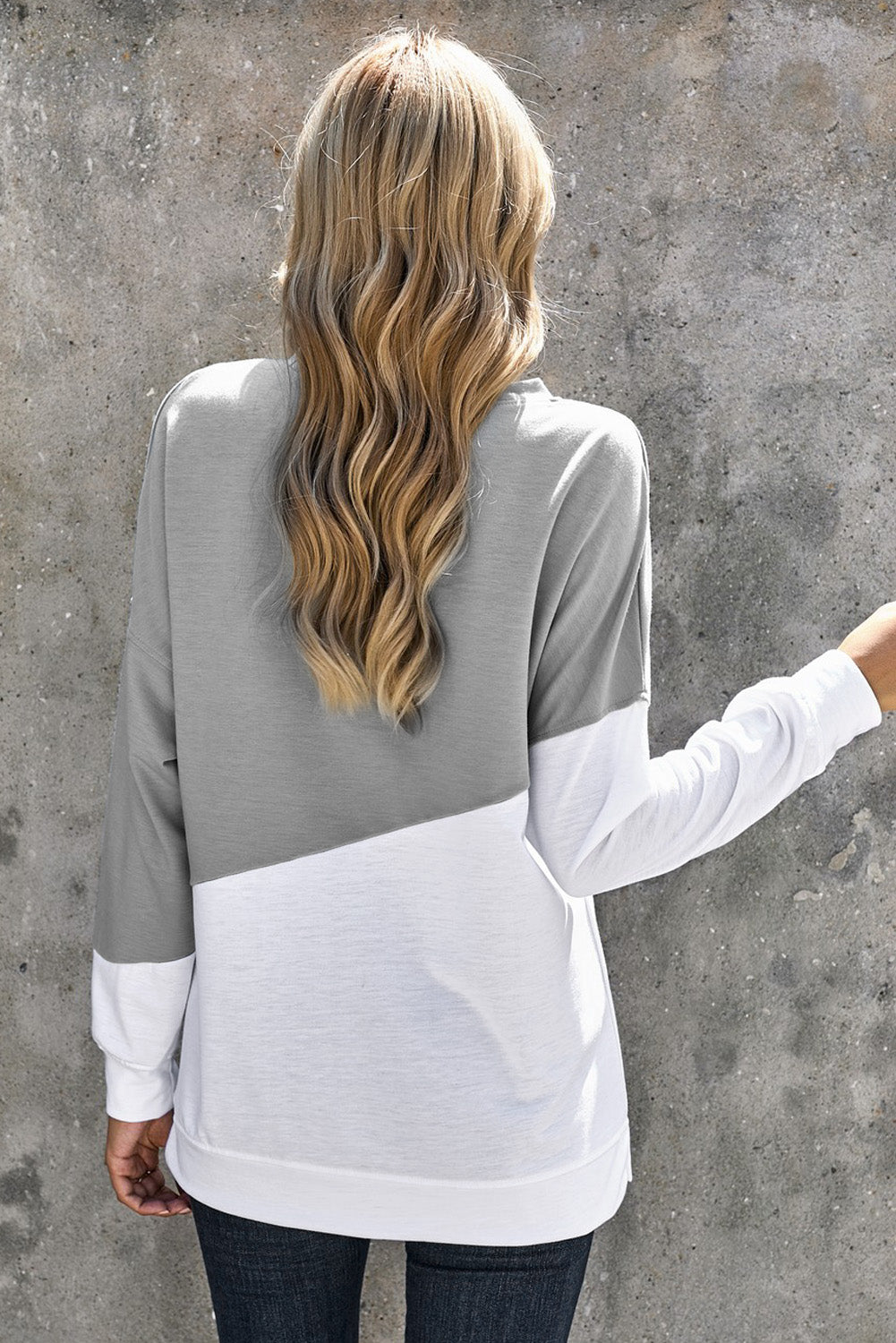 Patchwork Dropped Shoulder Sweatshirt Sweatshirts & Hoodies JT's Designer Fashion