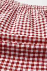 Red Gingham Printed High Waist Shorts Casual Shorts JT's Designer Fashion