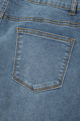 Dusk Blue 2 Button High Waist Piping Trim Bootcut Jeans Jeans JT's Designer Fashion