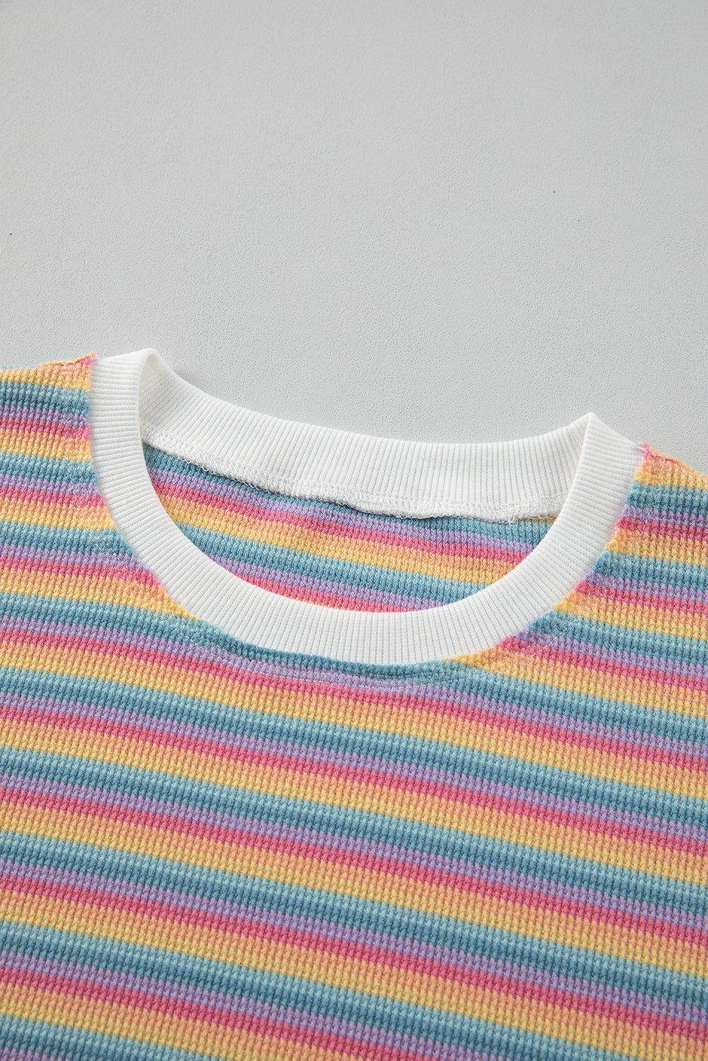 Pink Stripe Crew Neck Tee and Tasseled Drawstring Shorts Set Short Sets JT's Designer Fashion