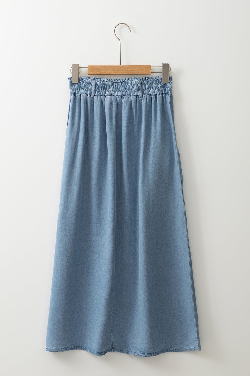 Beau Blue Buttoned Front High Waist Side Pockets Denim Maxi Skirt Skirts & Petticoat JT's Designer Fashion