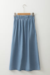 Beau Blue Buttoned Front High Waist Side Pockets Denim Maxi Skirt Skirts & Petticoat JT's Designer Fashion