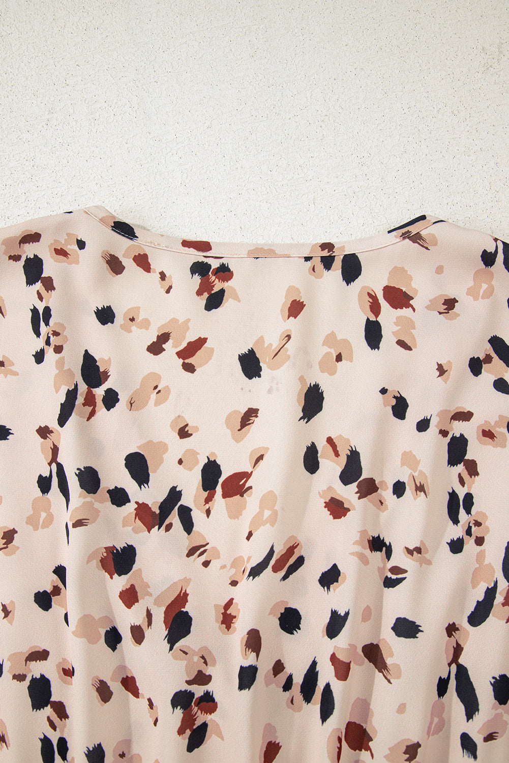 Beige Printed Surplice V Neck Cuffed Sleeve Empire Waist Plus Size Dress Plus Size Mini Dresses JT's Designer Fashion
