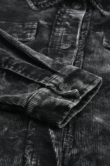 Black Vintage Distressed Mineral Wash Oversized Shacket Jackets JT's Designer Fashion