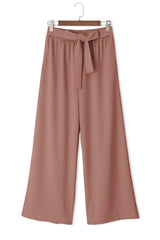 Coffee High Waisted Tie Front Side Pocket Wide Leg Flowy Casual Pants Pants & Culotte JT's Designer Fashion