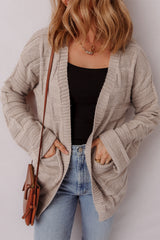 Delicacy Textured Knit Open Front Chic Cardigan with Pockets Cardigans JT's Designer Fashion