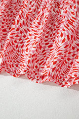 Pink Geometric Print Knot Back Sleeveless Ruffle Hem Dress Midi Dresses JT's Designer Fashion