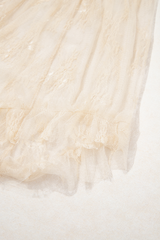 Apricot Lace Cascading Tiered High Waist Maxi Skirt Skirts & Petticoat JT's Designer Fashion