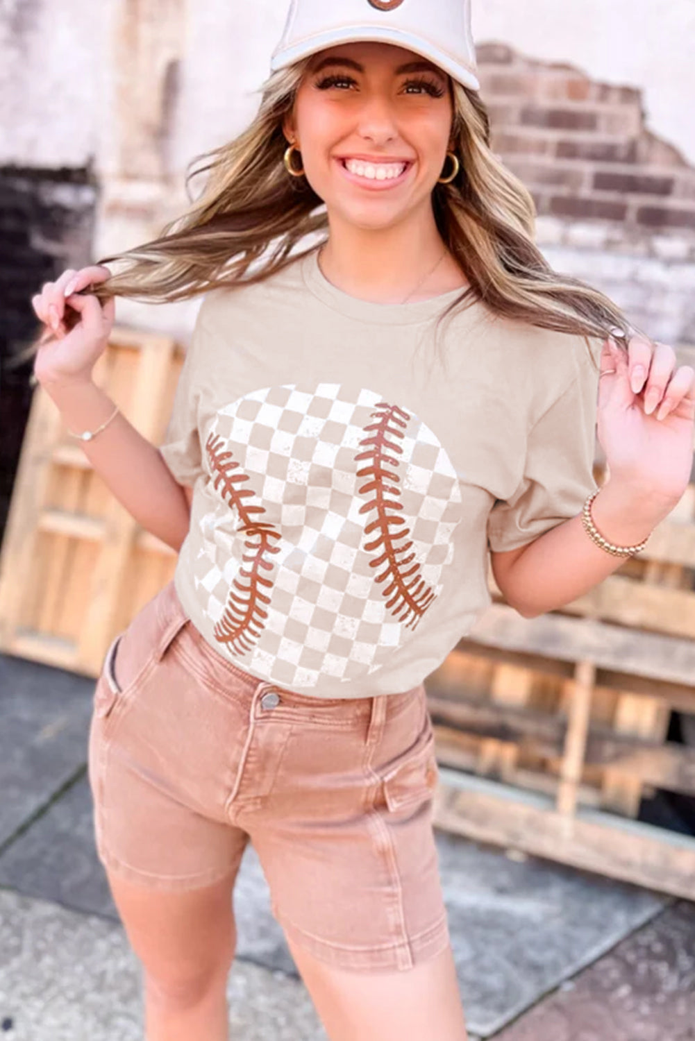 Jet Stream Checkered Baseball Graphic Tee Graphic Tees JT's Designer Fashion