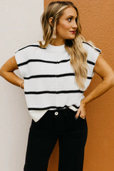 White Striped Batwing Sleeve Sweater Tee Sweaters & Cardigans JT's Designer Fashion