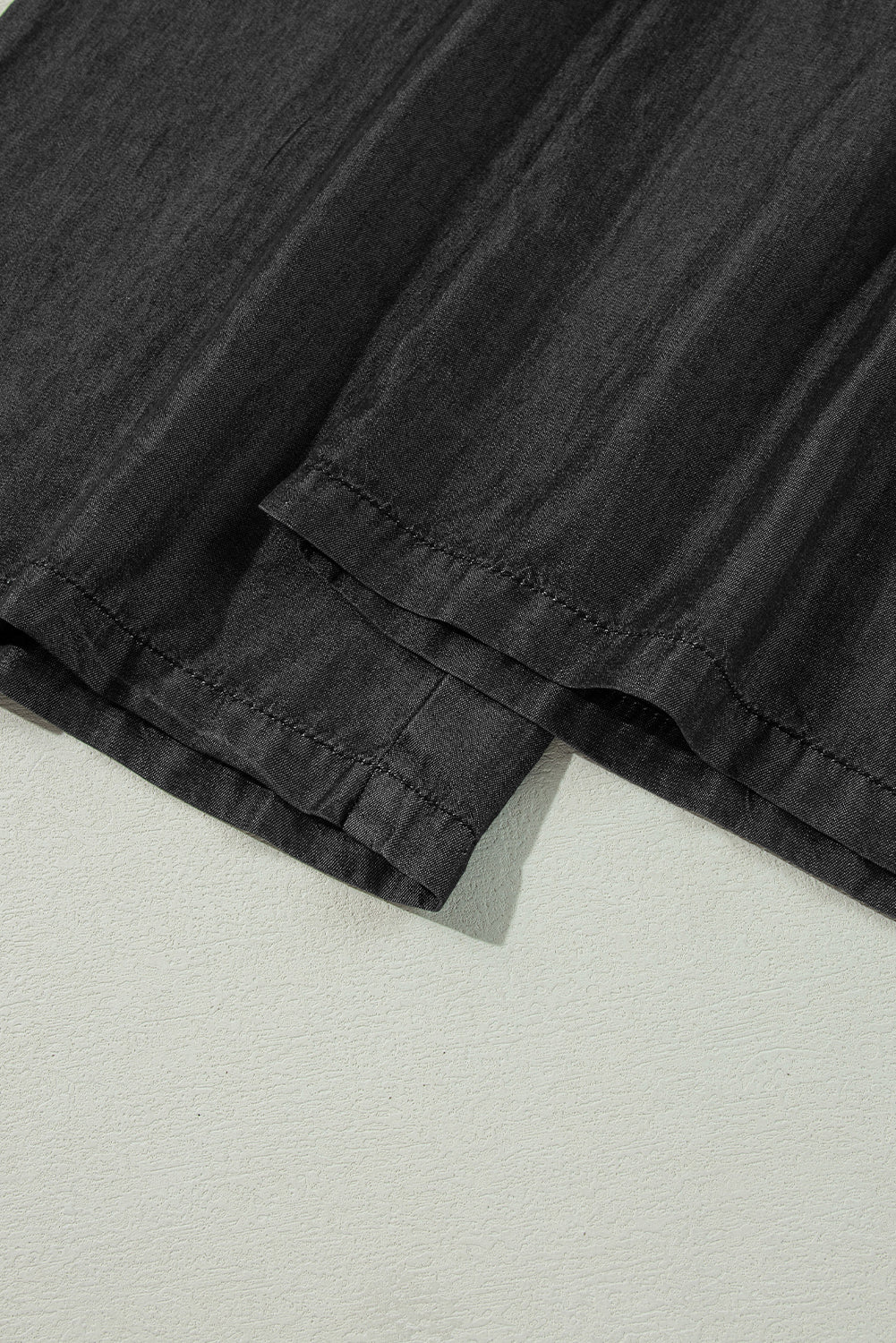 Black Side Pockets Frilled Smocked High Waist Wide Leg Jeans Jeans JT's Designer Fashion