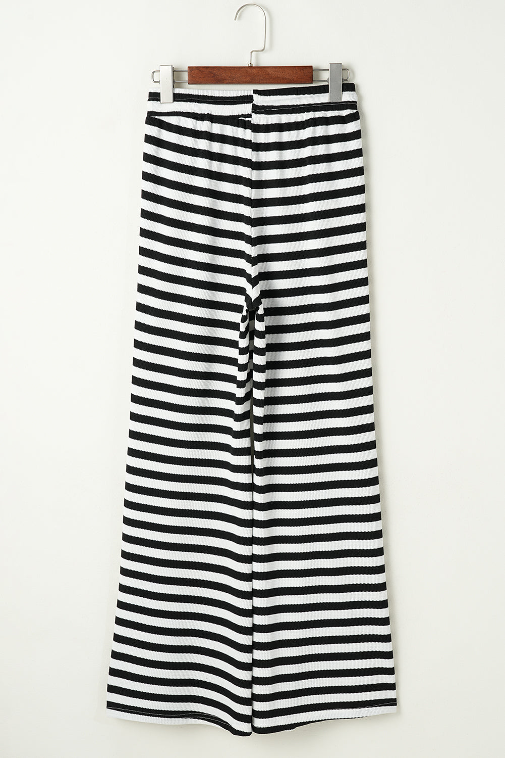 Black Stripe Lace-up Waist Casual Flared Pants Pants & Culotte JT's Designer Fashion