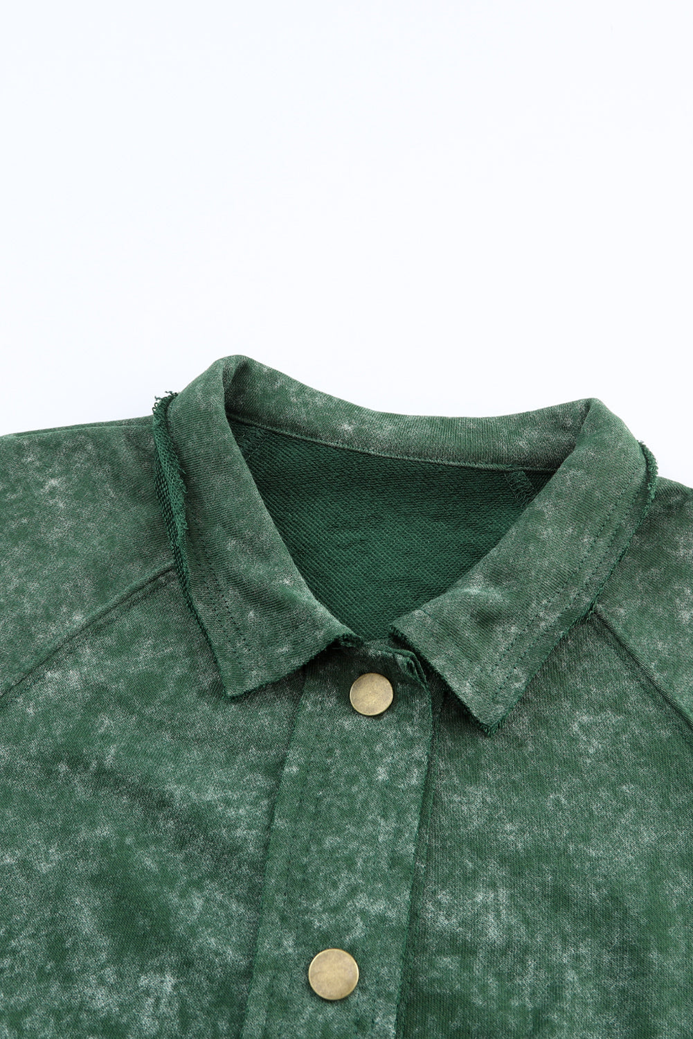 Green Vintage Washed Flap Pocket Button Shacket Jackets JT's Designer Fashion