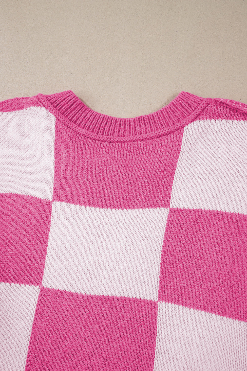 Rose Checkered Bishop Sleeve Sweater Sweaters JT's Designer Fashion