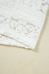 White Lace Crochet Round Neck Puff Sleeve Shift Mini Dress Mini Dresses JT's Designer Fashion
