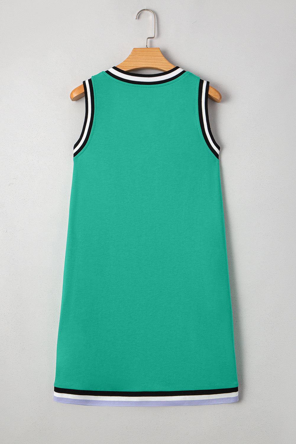 Mint Green Color Contrast Trim V Neck Shift Sleeveless Mini Dress Mini Dresses JT's Designer Fashion