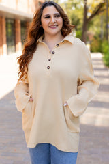 Jet Stream Plus Size Thermal Waffle Knit Henley Tunic Top Plus Size Long Sleeve Tops JT's Designer Fashion