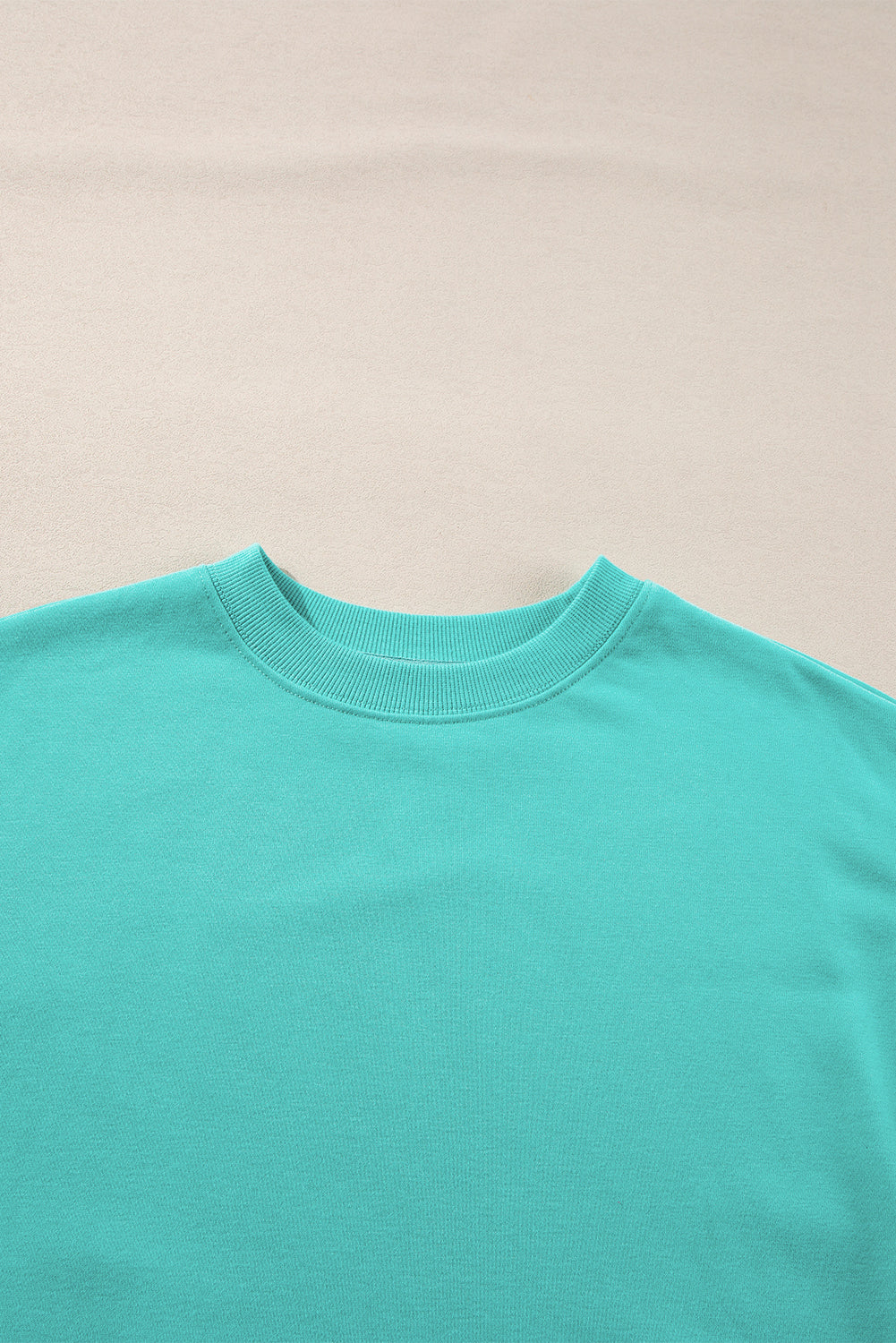 Aruba Blue Plain Drop Shoulder Crewneck Pullover Sweatshirt Sweatshirts & Hoodies JT's Designer Fashion
