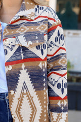 Multicolor Aztec Print Button-Up Oversized Jacket Jackets JT's Designer Fashion