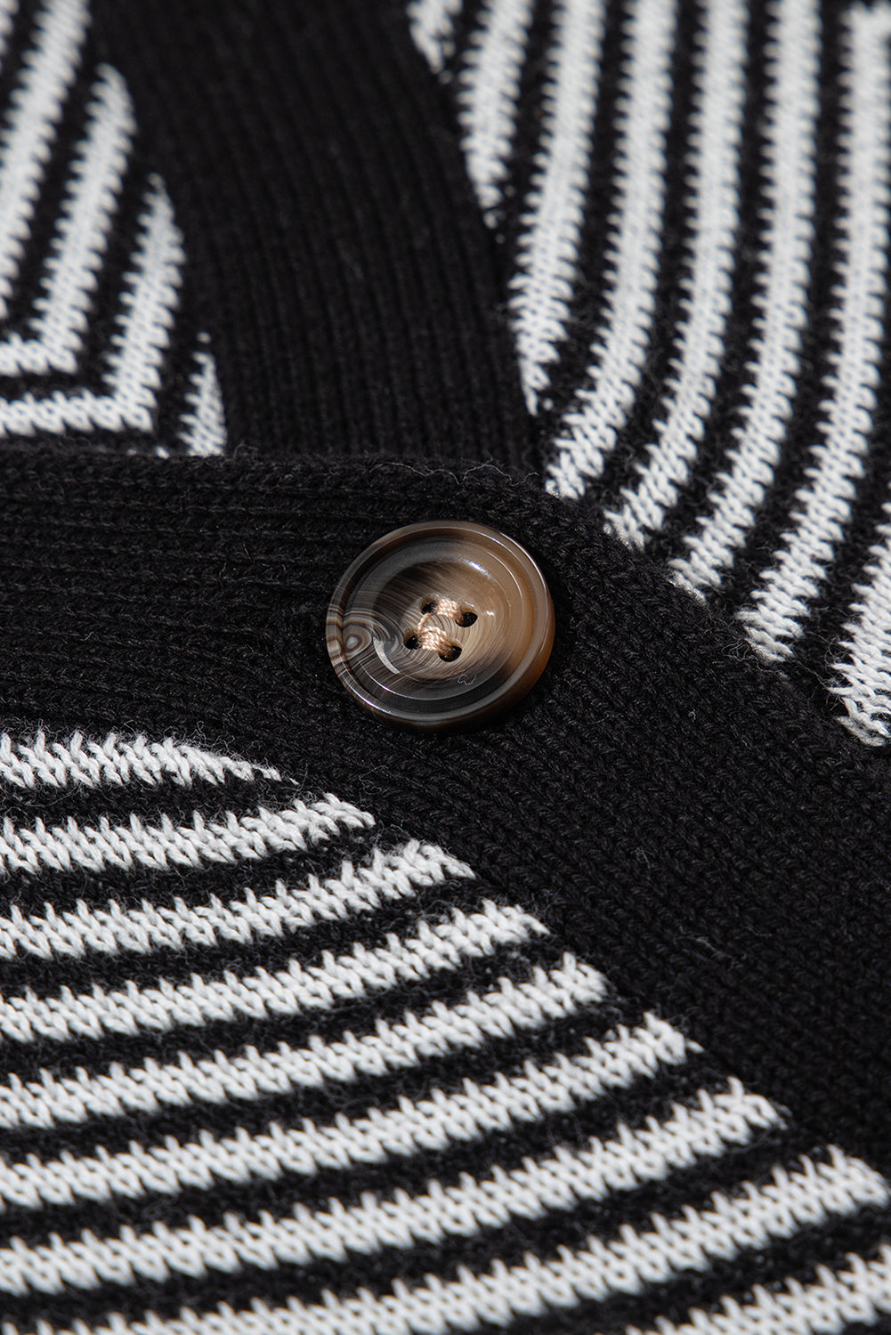White Stripe Buttoned Front V Neck Herringbone Cardigan Cardigans JT's Designer Fashion