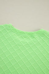 Light Green Checkered Textured Tee and Drawstring Shorts Short Sets JT's Designer Fashion