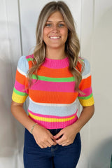 Multicolour Color Block Half Sleeve Slim Fit Sweater T Shirt Sweaters & Cardigans JT's Designer Fashion