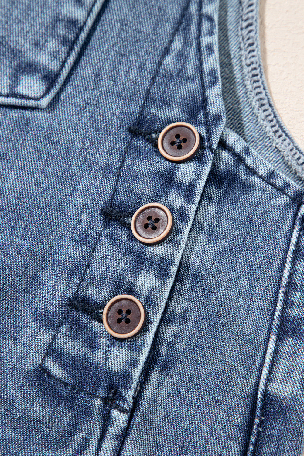 Stone Blue Distressed Bib Pocket Wide Leg Denim Overall Jumpsuits & Rompers JT's Designer Fashion