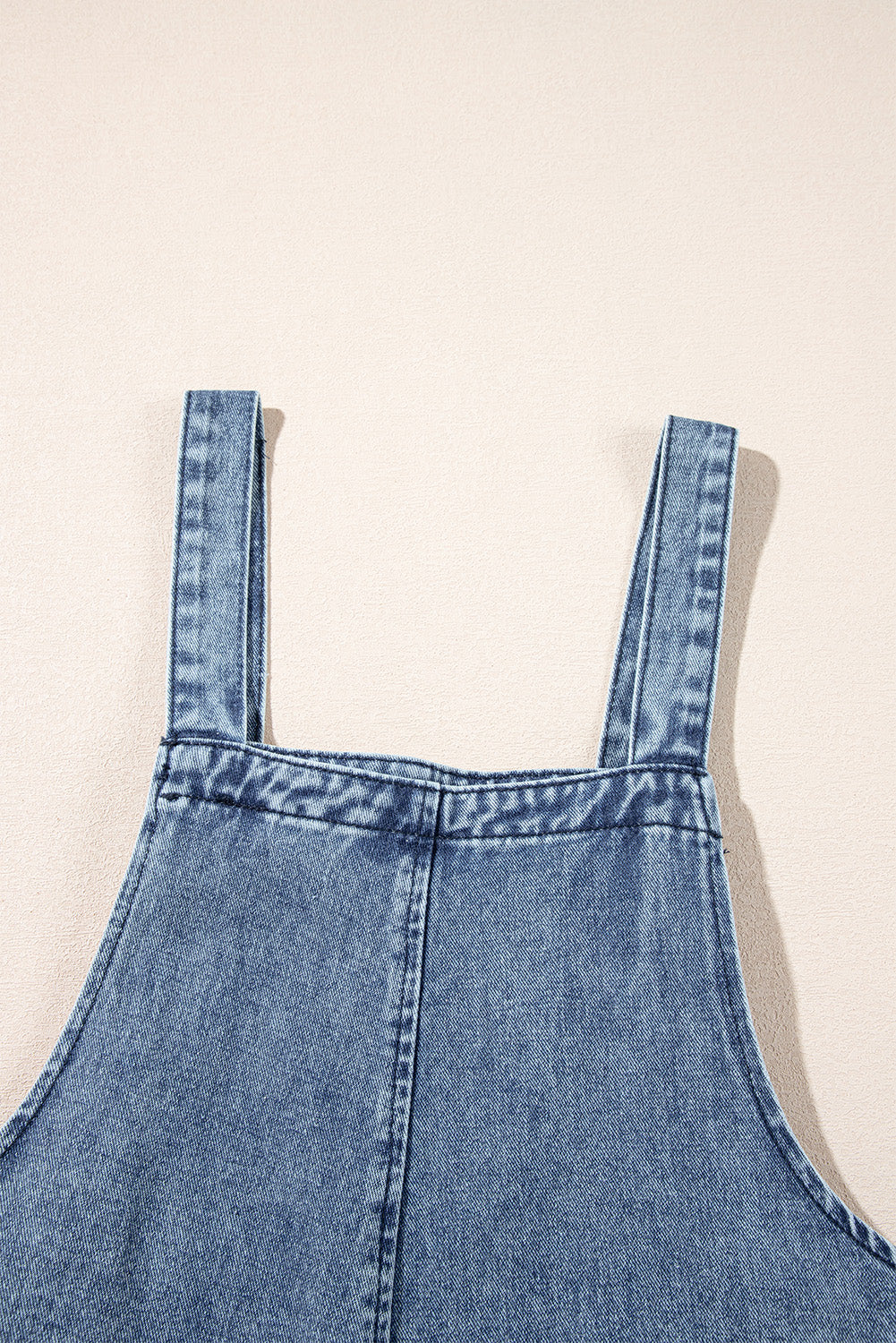Stone Blue Distressed Bib Pocket Wide Leg Denim Overall Jumpsuits & Rompers JT's Designer Fashion
