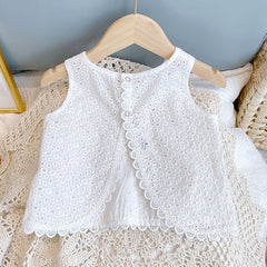 Girls 2 Piece Hollow Lace Wedding Romper Set Kids Sets JT's Designer Fashion